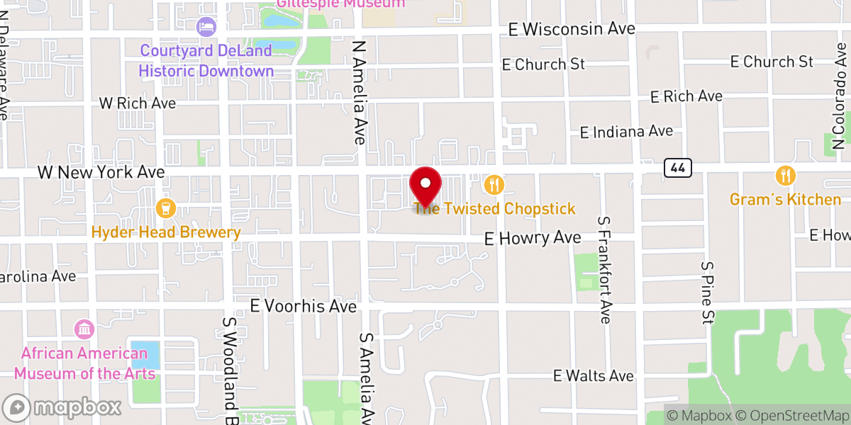 Map showing location of Deland Potter's House