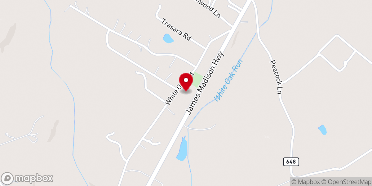 Map showing location of Crooked Run Baptist Church