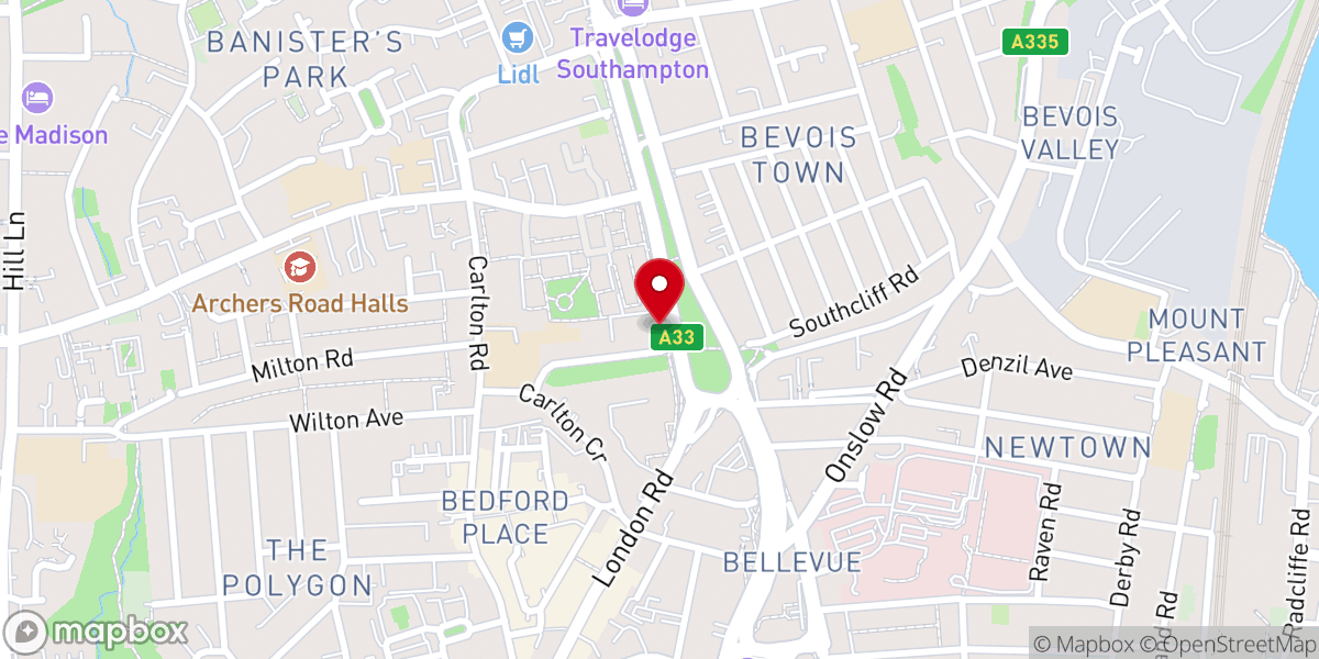Map showing location of St Edmund's Roman Catholic Church Southampton