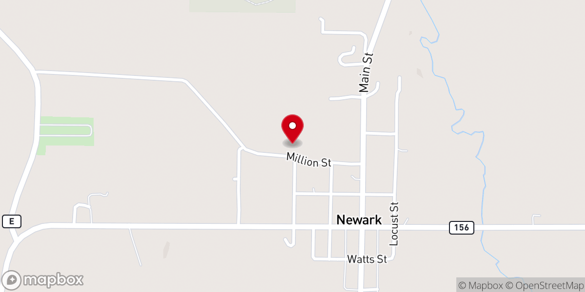 Map showing location of Newark Baptist Church