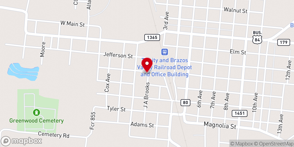 Map showing location of First Baptist South Teague
