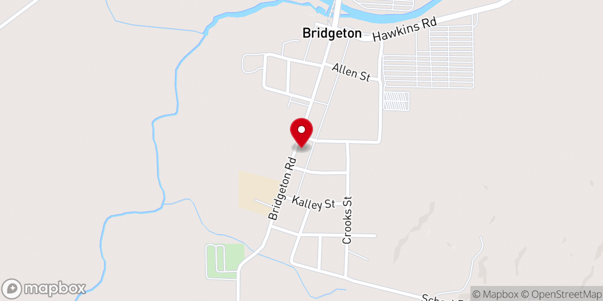 Map showing location of Bridgeton United Methodist Church