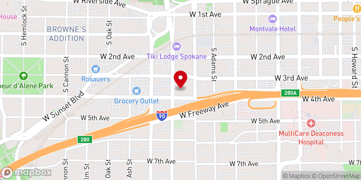 Map showing location of First Presbyterian Church of Spokane