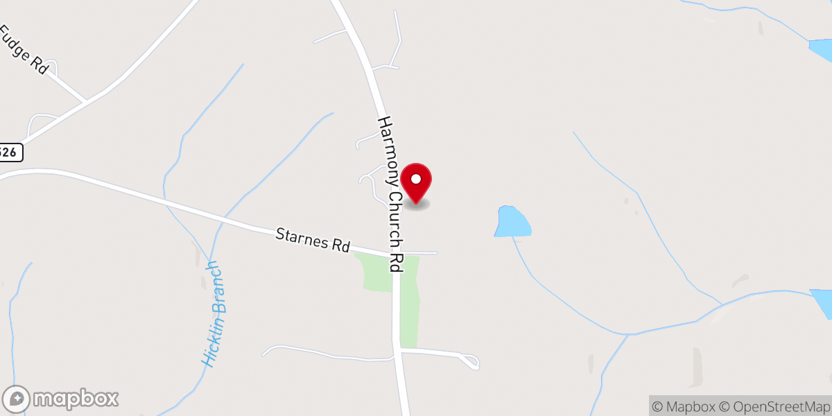 Map showing location of Harmony United Methodist Church
