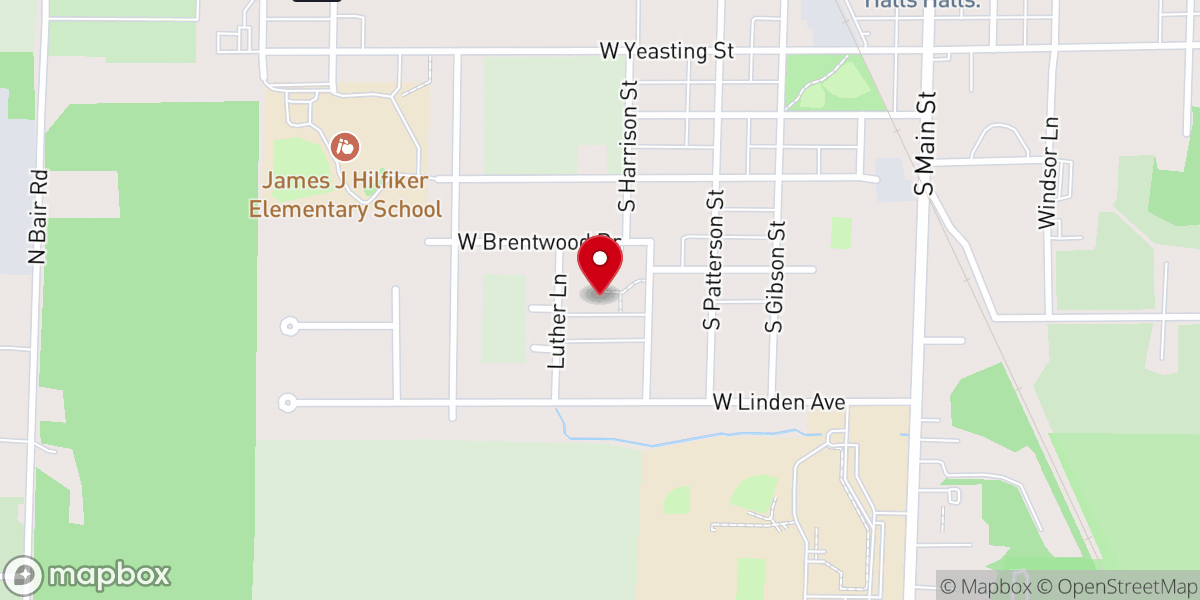 Map showing location of Zion Evangelical Lutheran Church