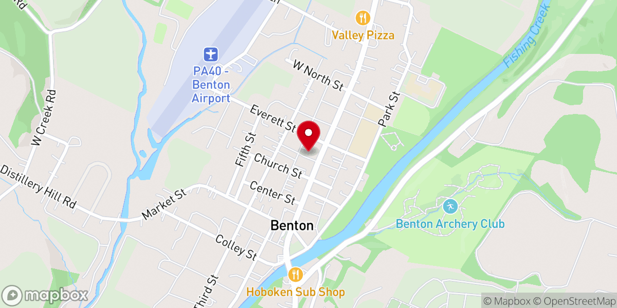 Map showing location of Benton United Methodist Church