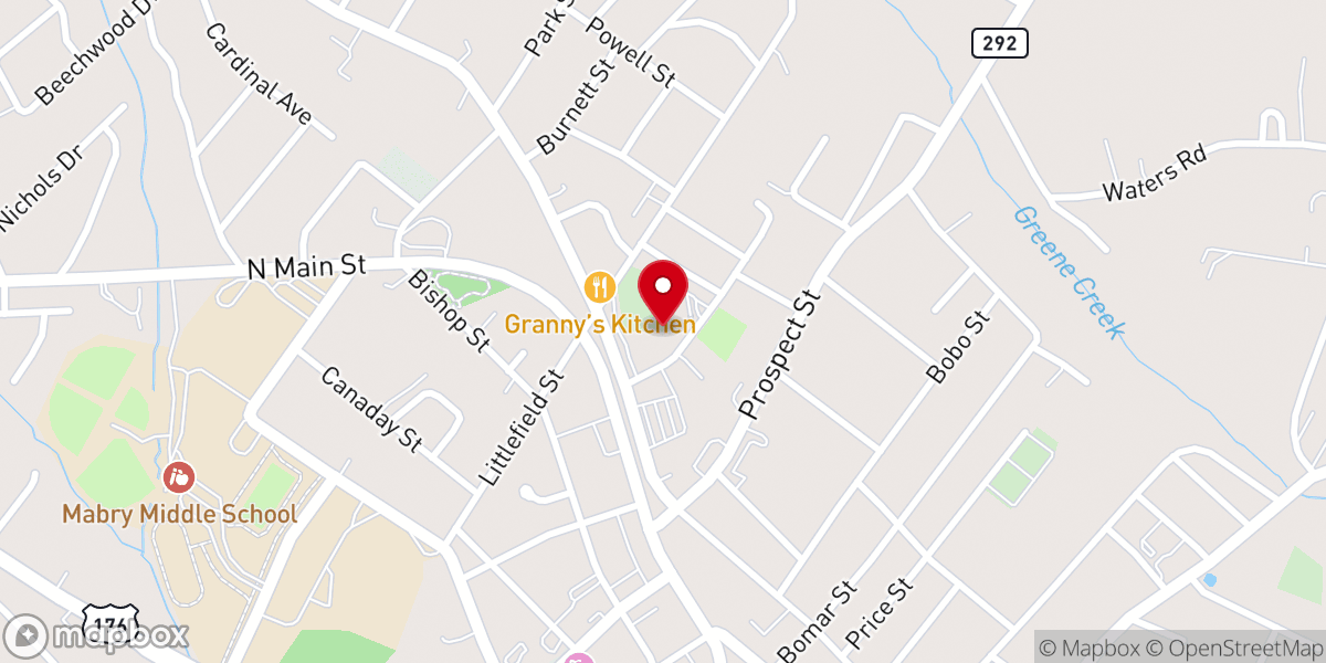 Map showing location of Inman First Baptist Church