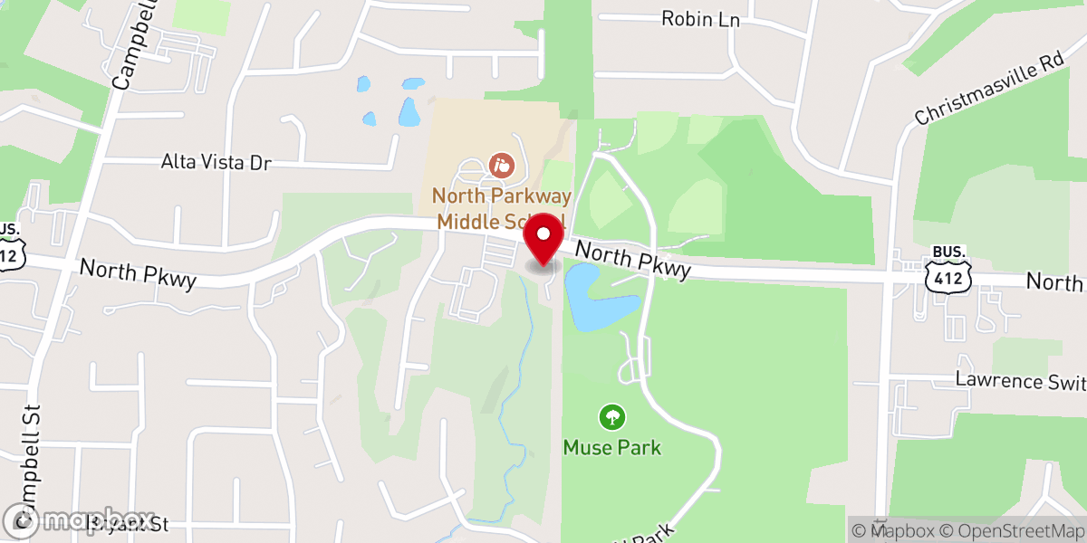 Map showing location of Oaklawn Baptist Church