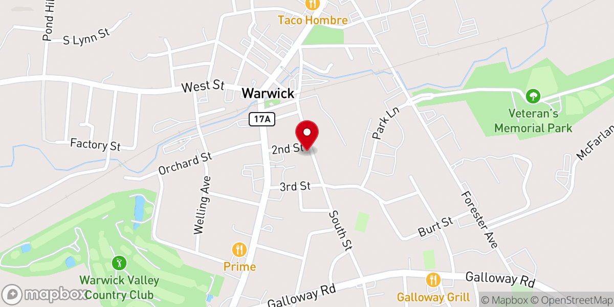 Map showing location of Warwick Assembly of God