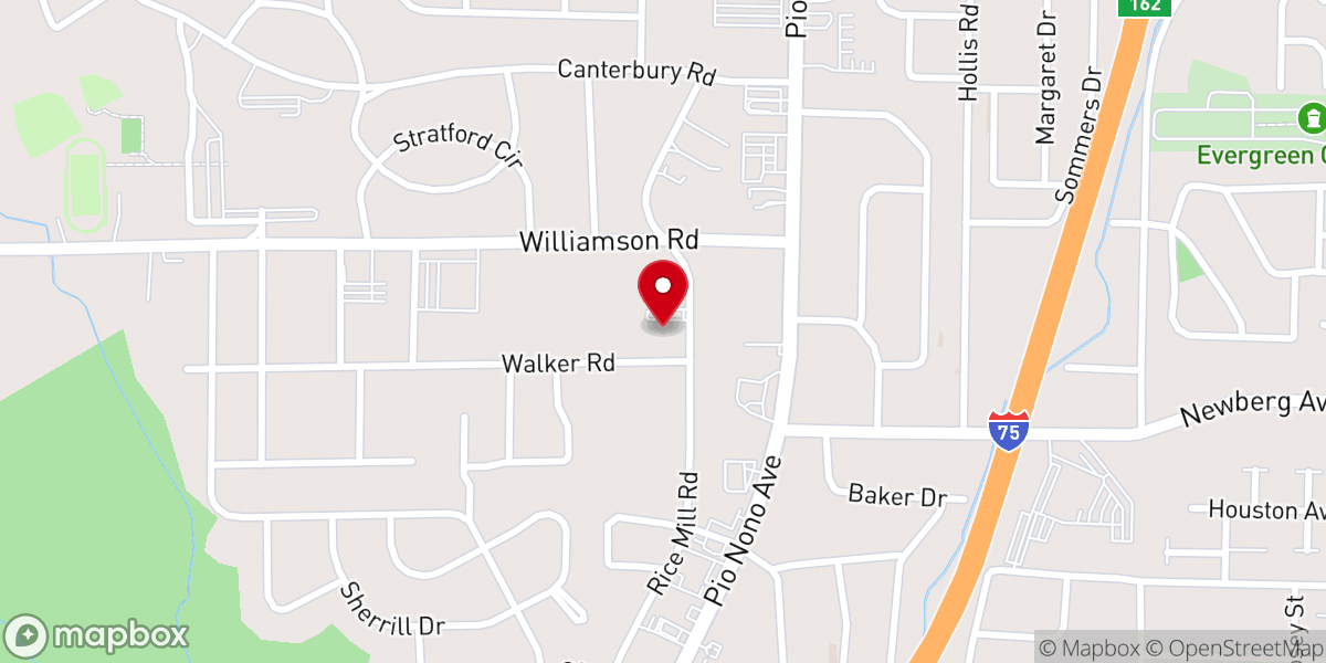 Map showing location of Glenwood Hills Church