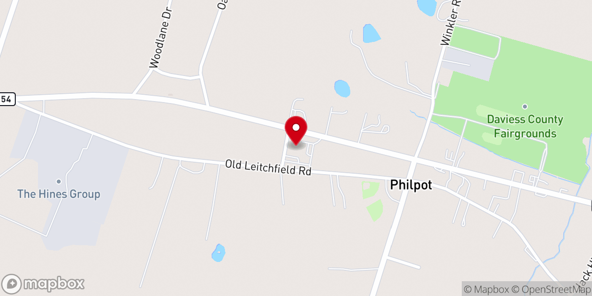 Map showing location of Dawson Baptist Church