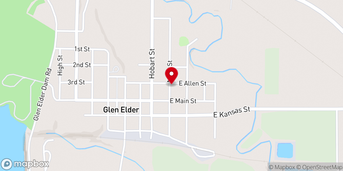 Map showing location of Glen Elder United Methodist Church