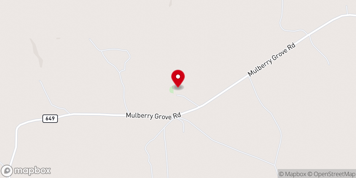 Map showing location of Mulberry Grove Church