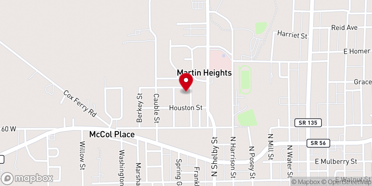 Map showing location of West Side Baptist Church
