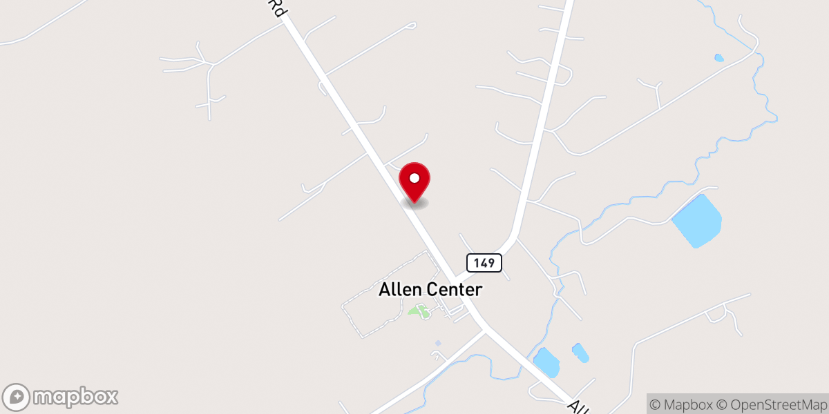 Map showing location of Allen Center Baptist Church