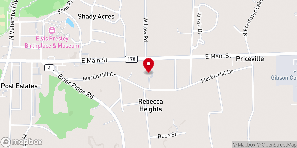 Map showing location of East Main Church of Christ