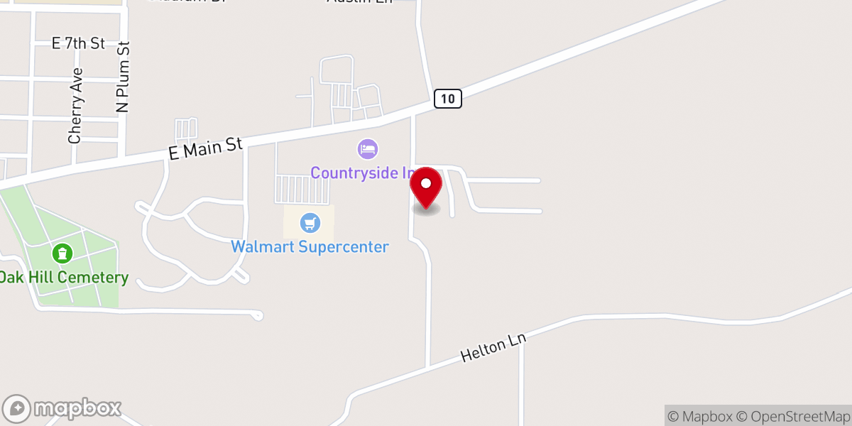 Map showing location of Booneville Seventh Day Adventist Church