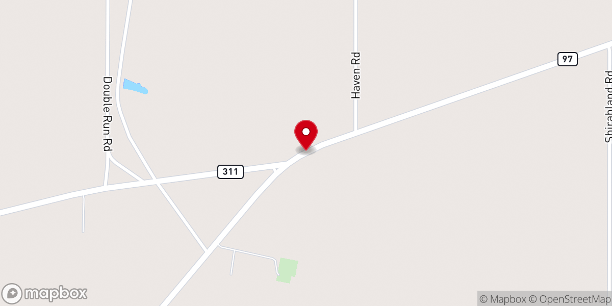 Map showing location of Antioch Baptist Church
