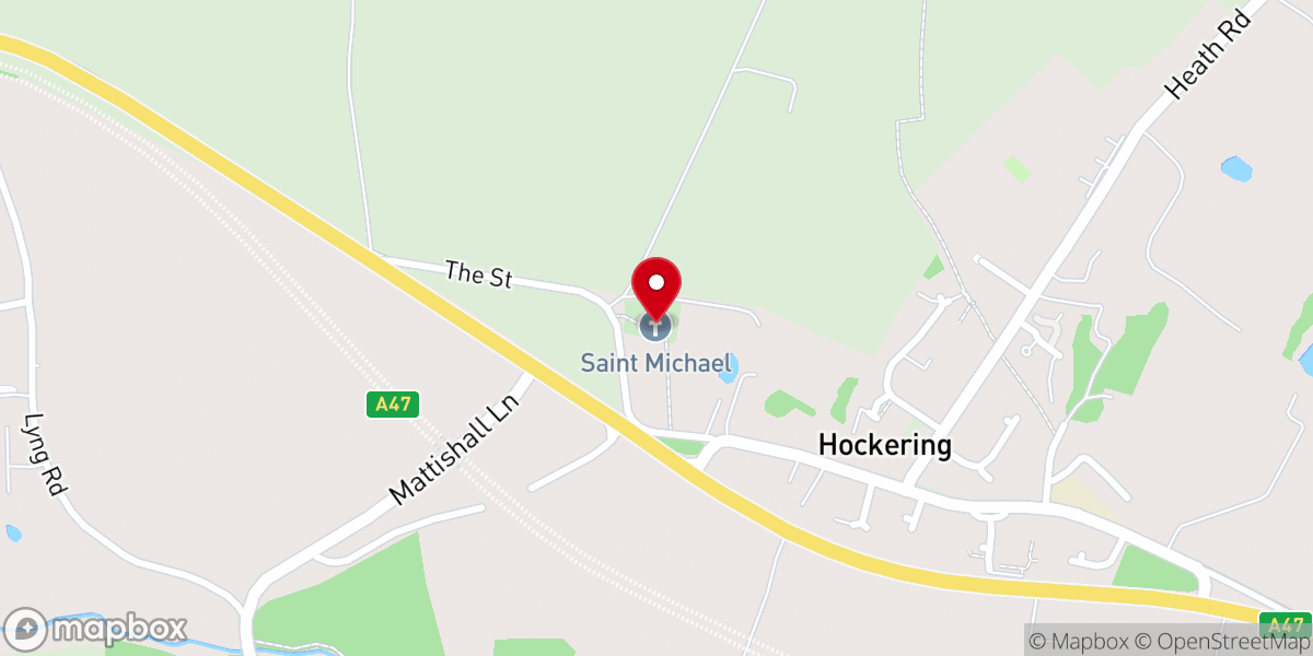 Map showing location of St Michael's Church Hockering
