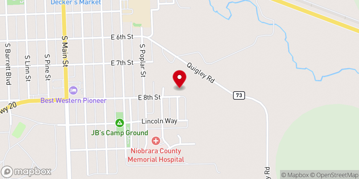 Map showing location of Prairie Hills Community Center