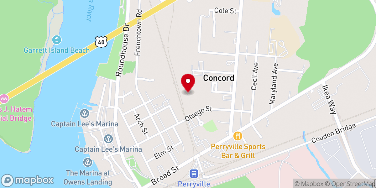 Map showing location of New Victory Christian Church