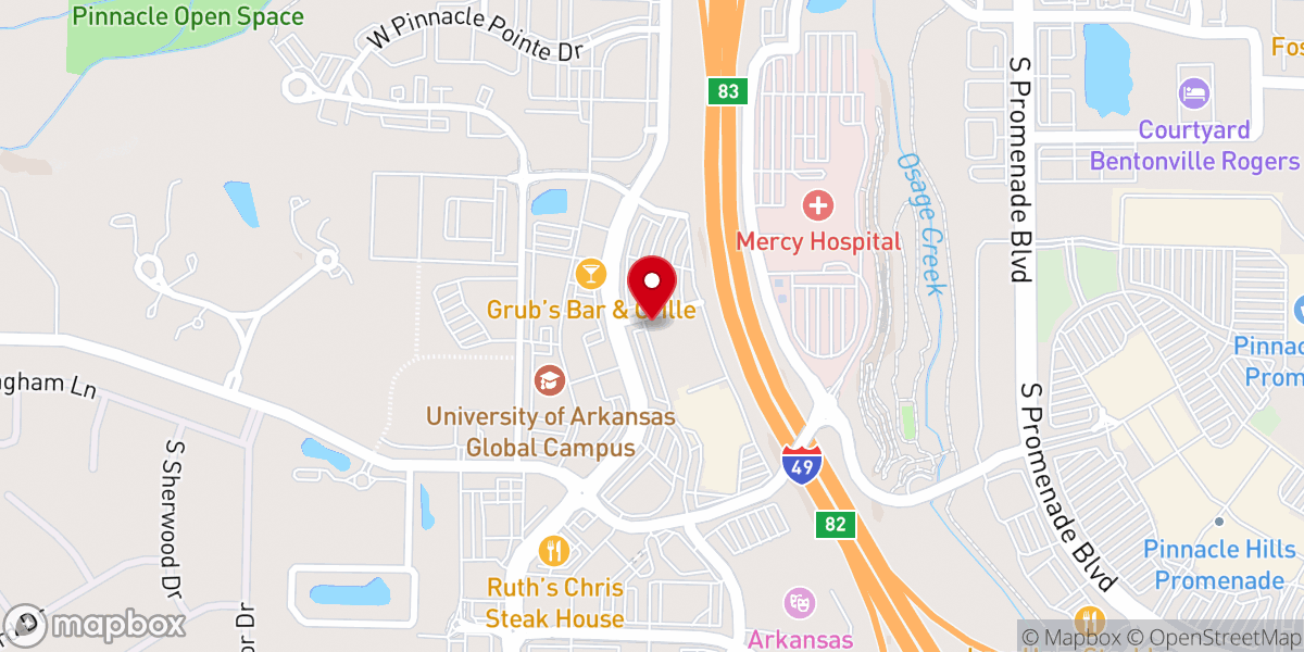 Map showing location of Rogers Convention Center