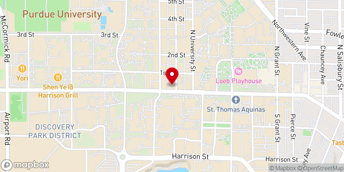 Map showing location of Orthodox Christian Fellowship at Purdue Inc
