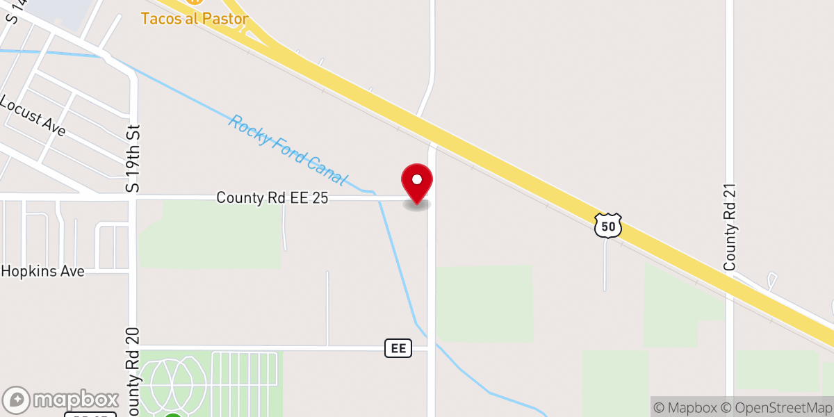 Map showing location of Rocky Ford Mennonite Church