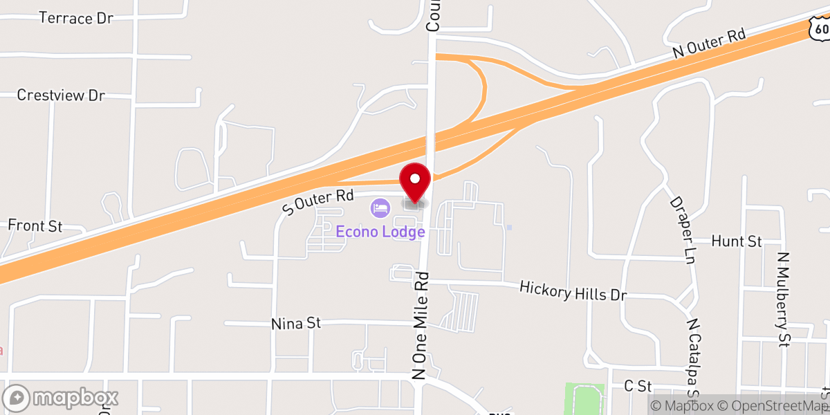 Map showing location of First Pentecostal Church of Dexter