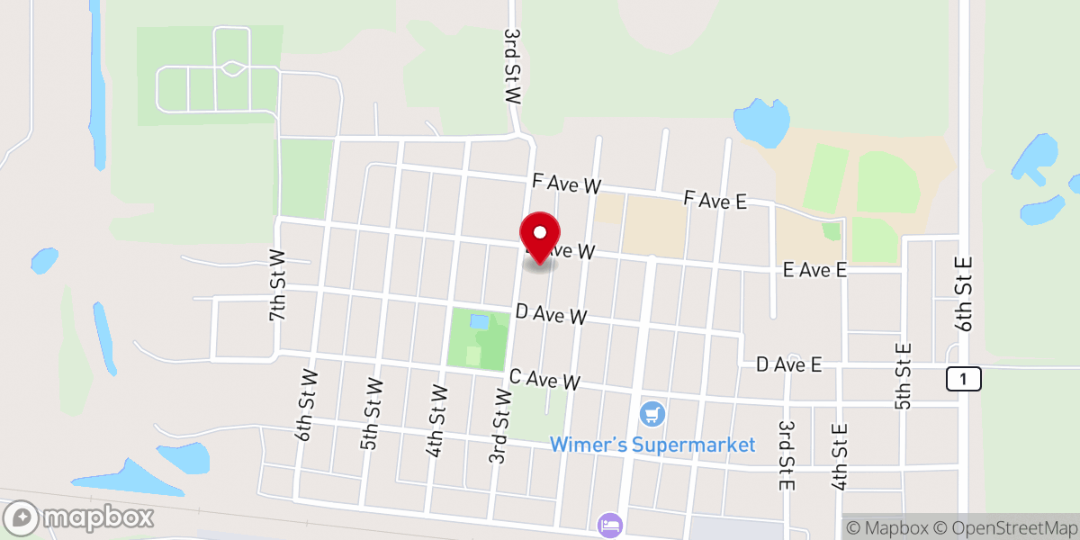 Map showing location of Lakota Lutheran Church - Gunny's Kitchen - Food Distribution Center