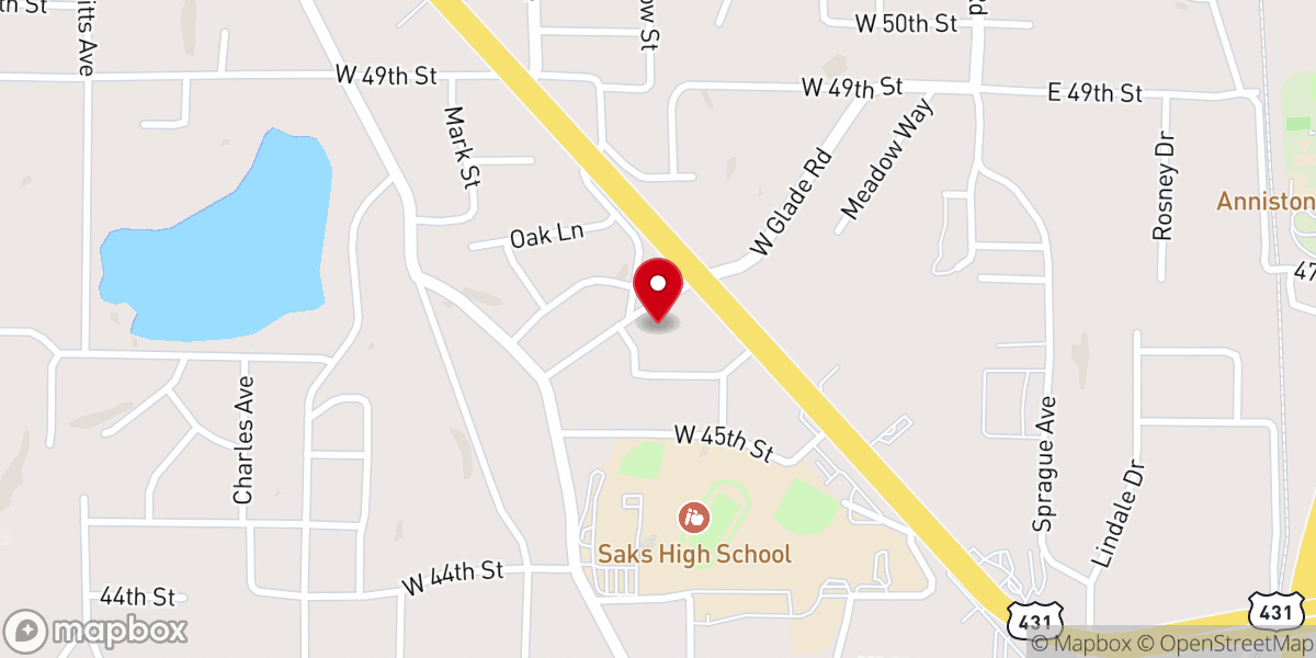 Map showing location of First United Methodist Church of Saks