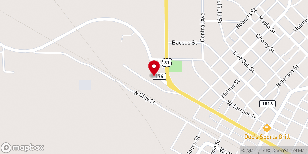 Map showing location of Longhorn Cafe