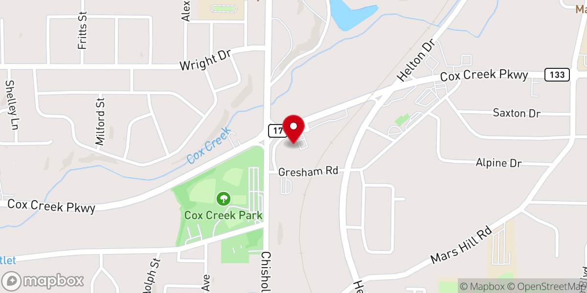 Map showing location of Living Water Shoals Free Methodist Church