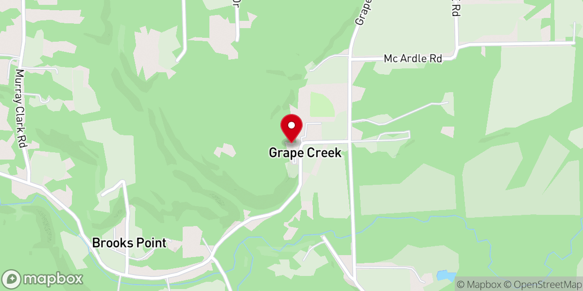 Map showing location of Grape Creek Baptist Church