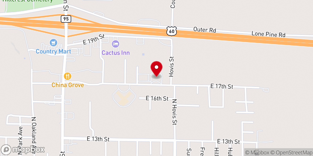 Map showing location of First Baptist Church