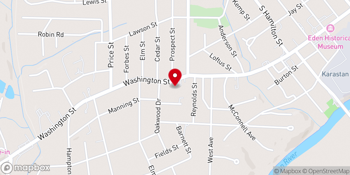 Map showing location of Leaksville Christian Church