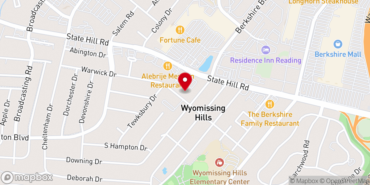Map showing location of Living Faith (Wyomissing Church of the Brethren)
