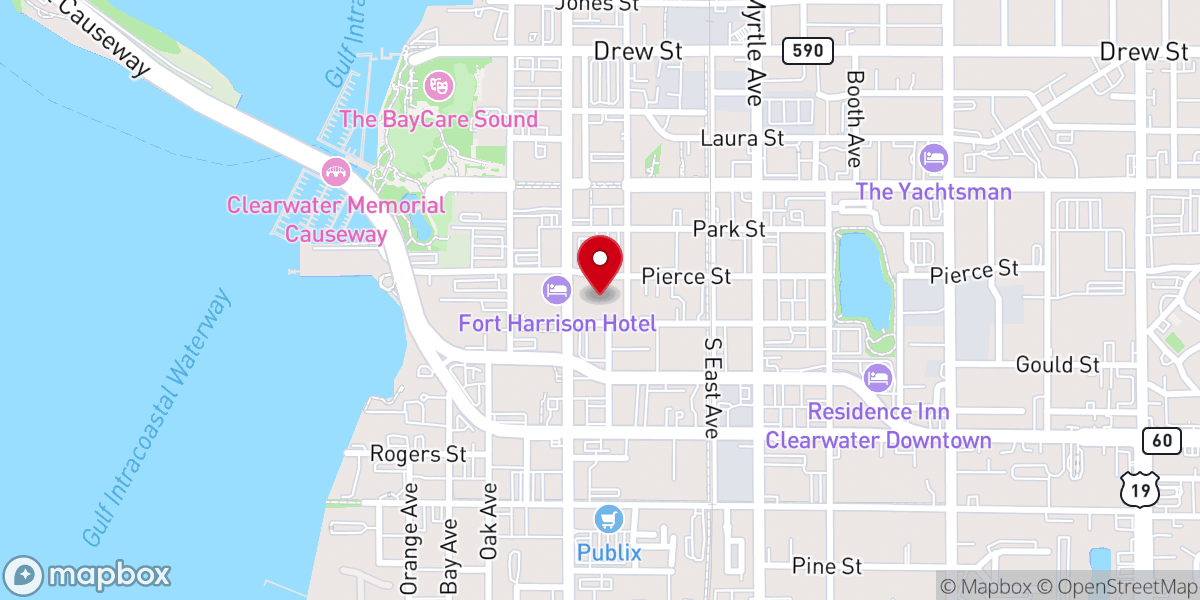 Map showing location of Church of Scientology Flag Service Organization