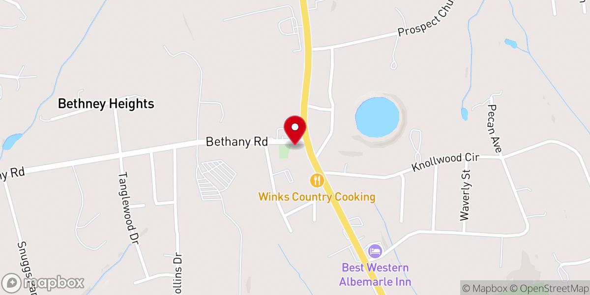 Map showing location of Bethany United Methodist Church