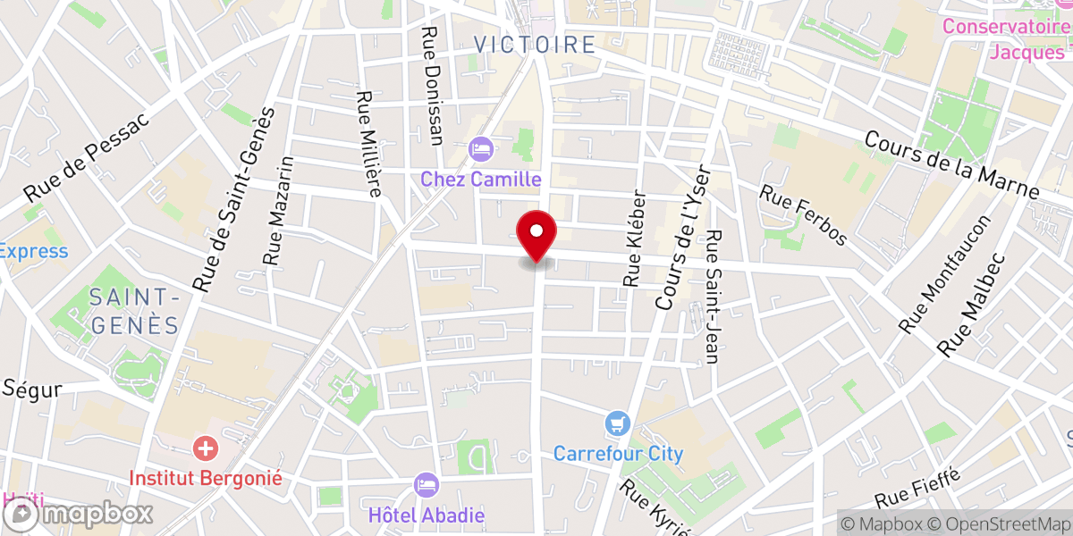 Map showing location of Église Missionnaire Évangélique de Bordeaux (EMEB) R.N.A : W332004005