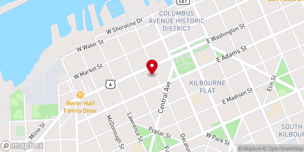 Map showing location of Second Baptist Church