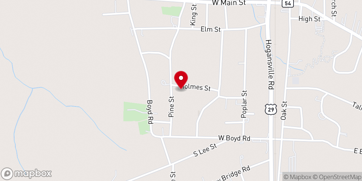 Map showing location of Hogansville Church of God