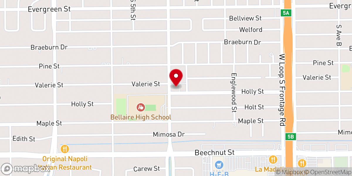 Map showing location of Bellaire Church of Christ