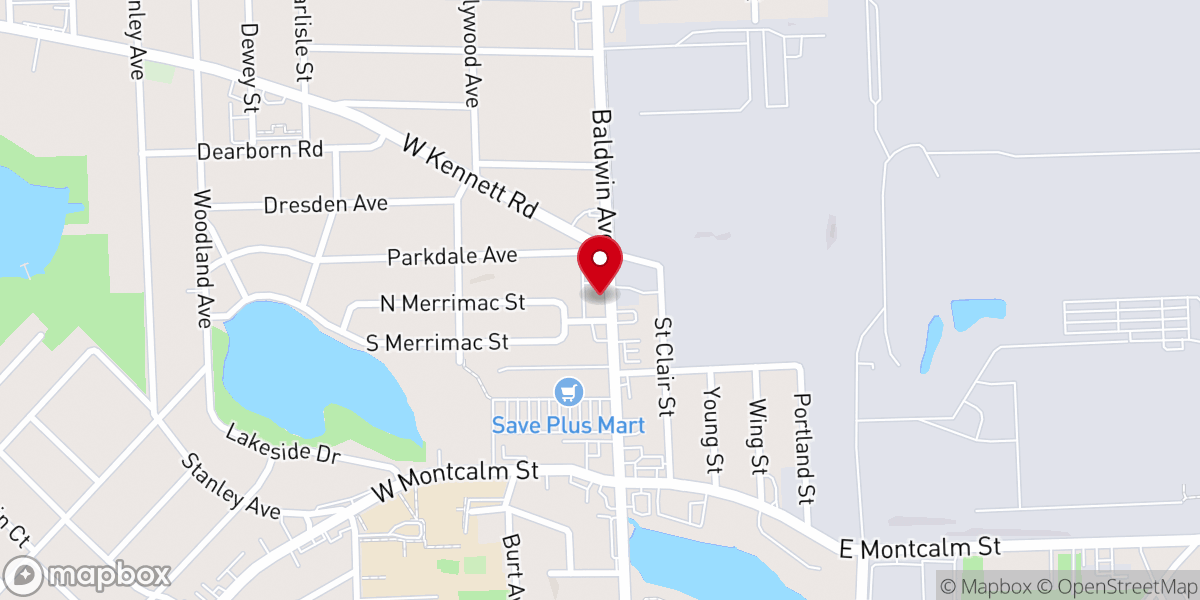Map showing location of First Church of Worship-Praise