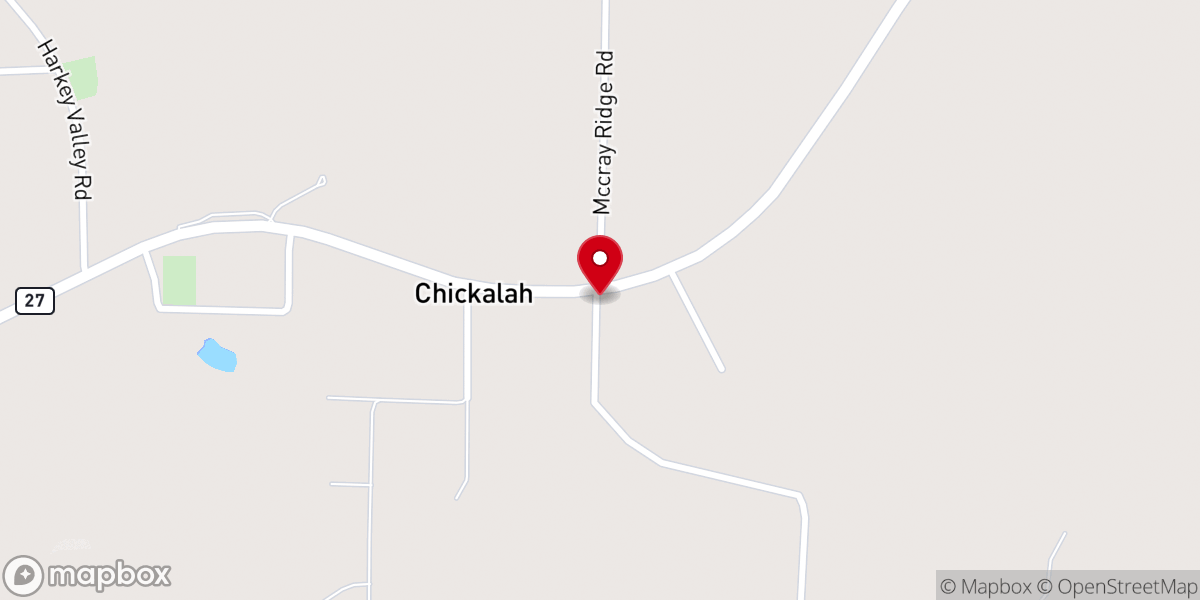 Map showing location of Chickalah Unity Baptist