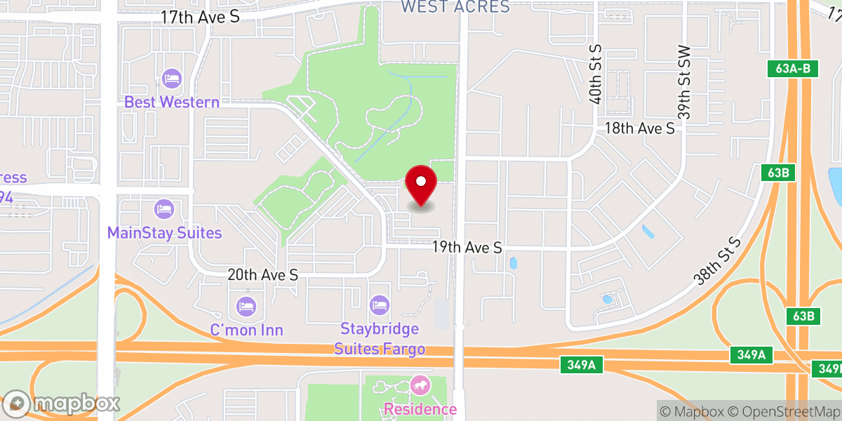 Map showing location of Qodesh Family Church (QFC, Lighthouse Chapel International, Fargo)