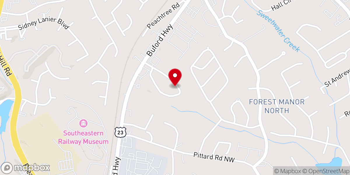 Map showing location of 아틀란타 새로남교회(Atlanta Saeronam Presbyterian Church)