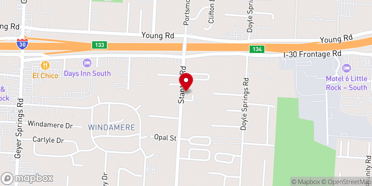 Map showing location of Oakgrove Church