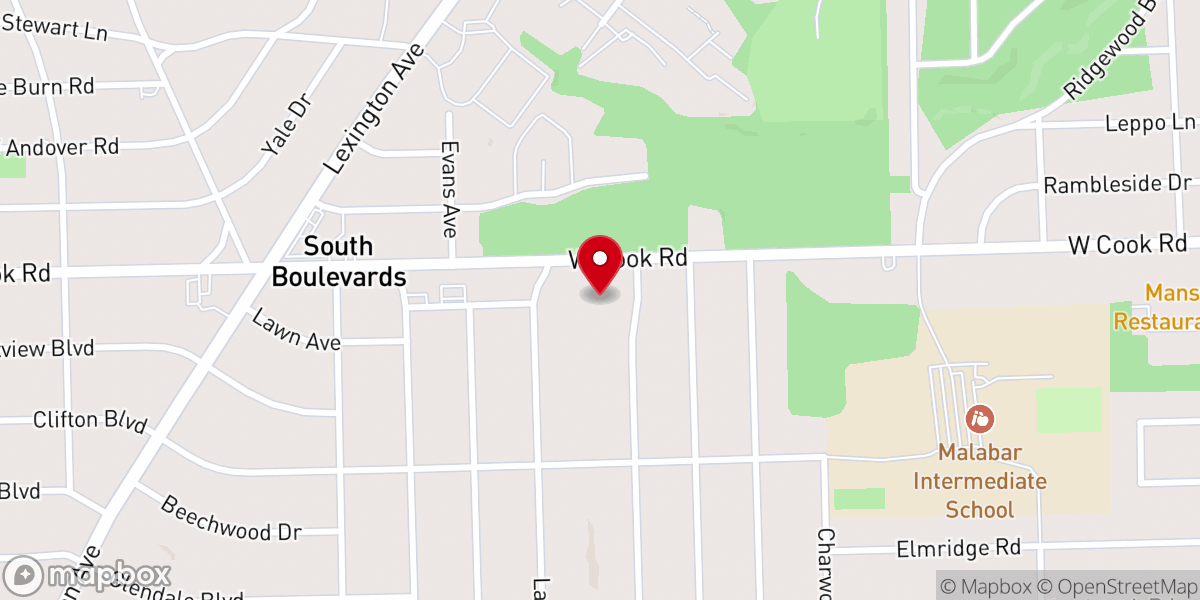 Map showing location of Mansfield Alliance Church
