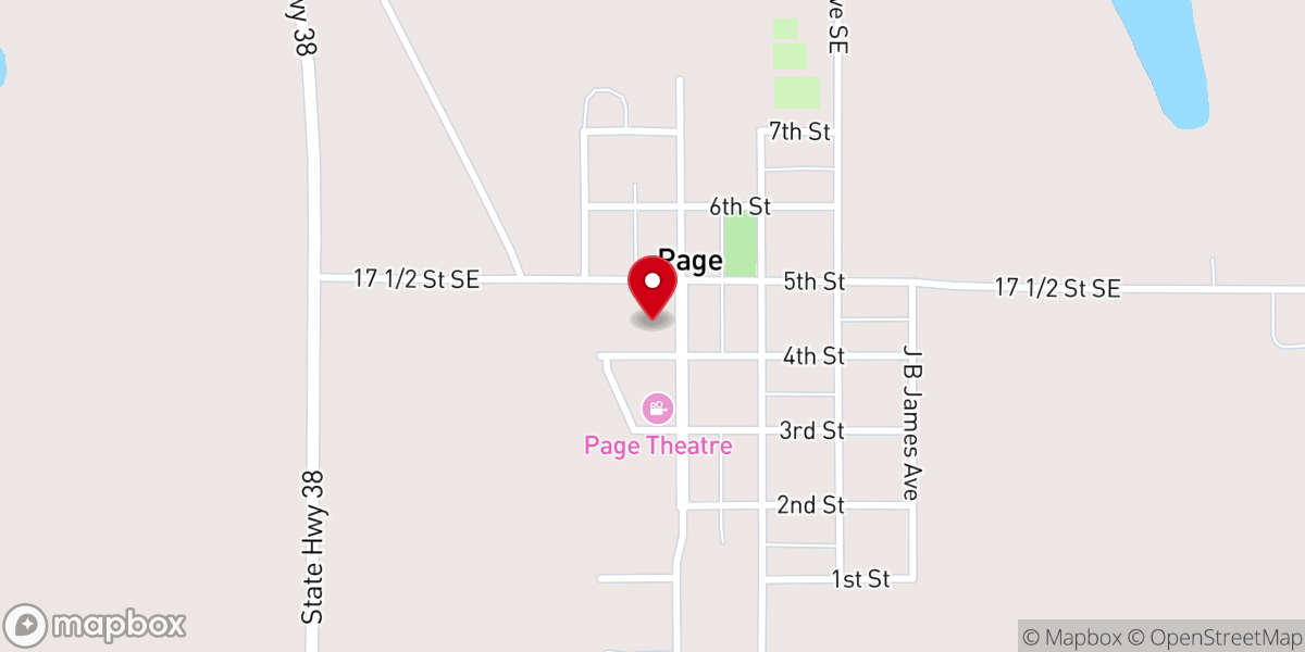 Map showing location of Page United Methodist Church